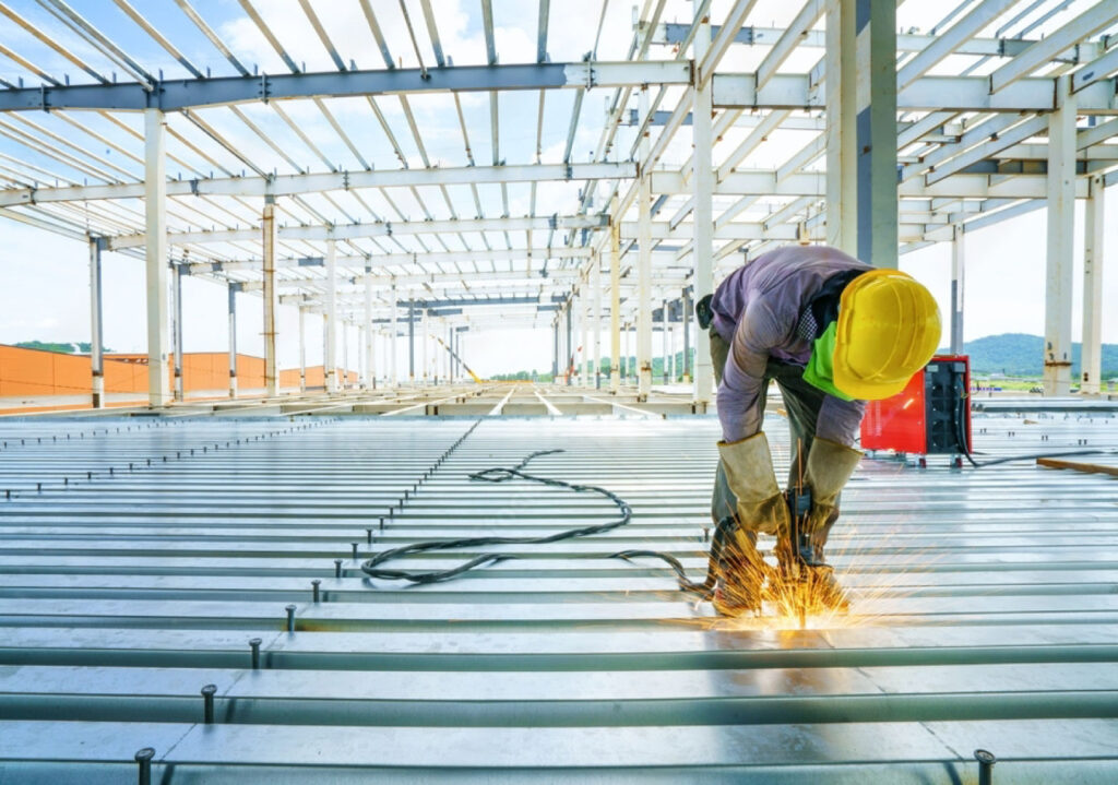 Working on steel building